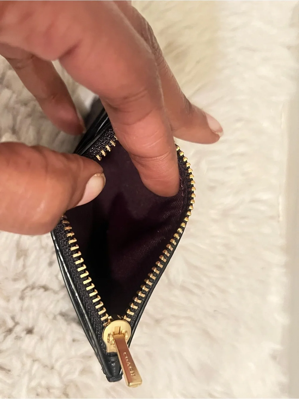 Coach Brown and Black Signature Card Holder with Gold Logo